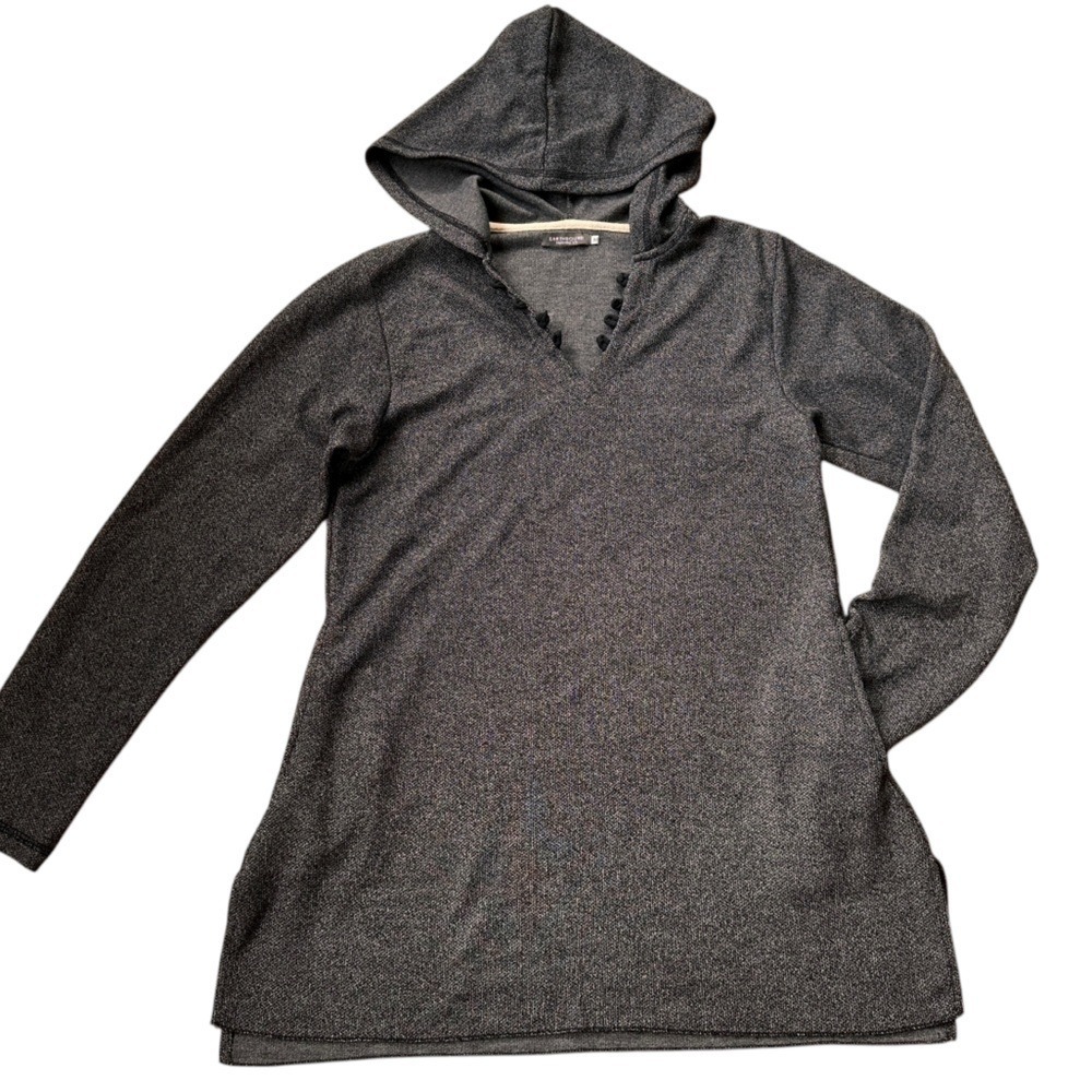 Earthbound Trading Co Hoodie Women M‎ Gray Excellent V-Neck Tunic Pullover Top